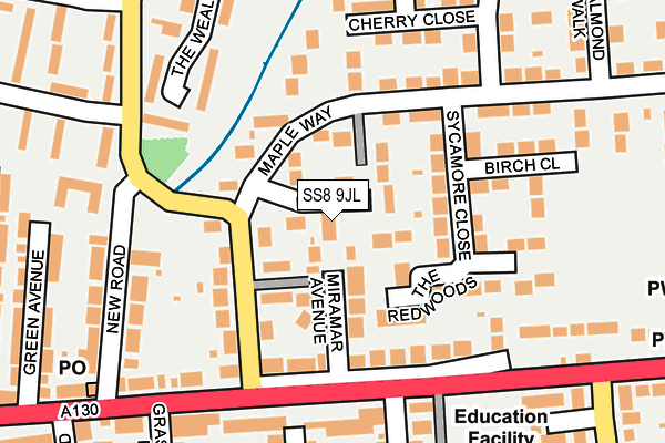 SS8 9JL map - OS OpenMap – Local (Ordnance Survey)