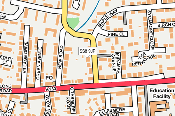 SS8 9JP map - OS OpenMap – Local (Ordnance Survey)
