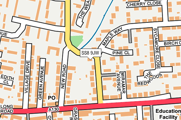 SS8 9JW map - OS OpenMap – Local (Ordnance Survey)