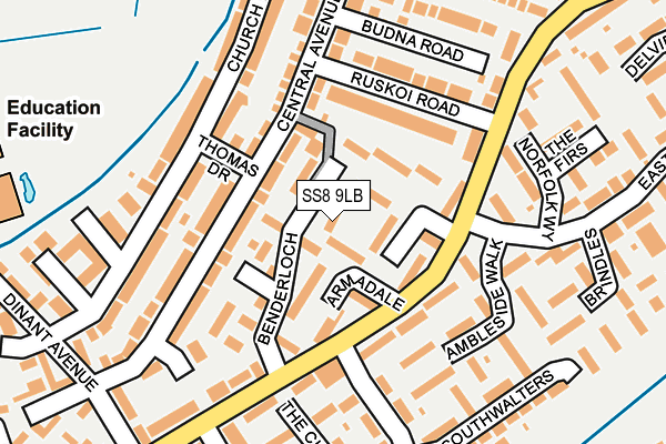 SS8 9LB map - OS OpenMap – Local (Ordnance Survey)