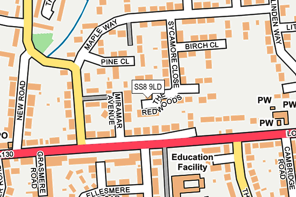 SS8 9LD map - OS OpenMap – Local (Ordnance Survey)