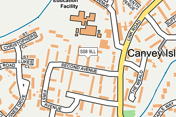 SS8 9LL map - OS OpenMap – Local (Ordnance Survey)