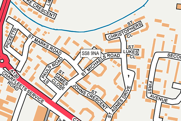 SS8 9NA map - OS OpenMap – Local (Ordnance Survey)