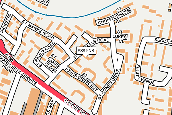SS8 9NB map - OS OpenMap – Local (Ordnance Survey)