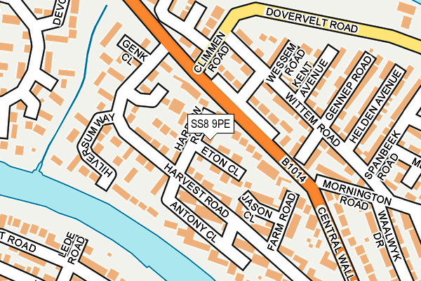 SS8 9PE map - OS OpenMap – Local (Ordnance Survey)