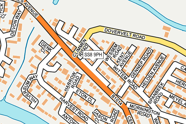 SS8 9PH map - OS OpenMap – Local (Ordnance Survey)