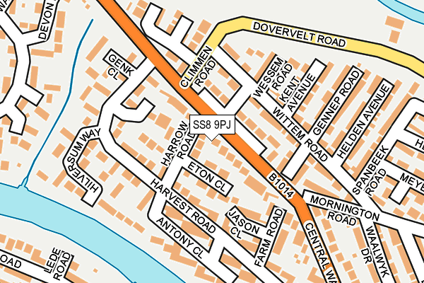 SS8 9PJ map - OS OpenMap – Local (Ordnance Survey)