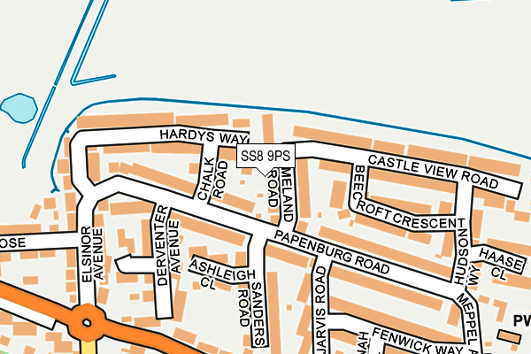 SS8 9PS map - OS OpenMap – Local (Ordnance Survey)