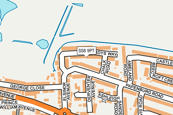 SS8 9PT map - OS OpenMap – Local (Ordnance Survey)