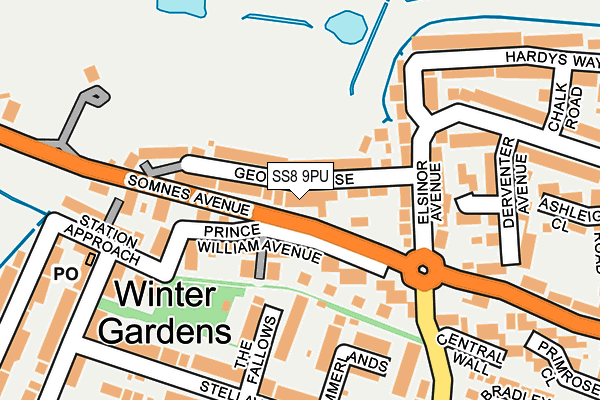 SS8 9PU map - OS OpenMap – Local (Ordnance Survey)