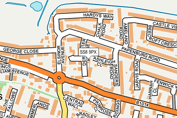 SS8 9PX map - OS OpenMap – Local (Ordnance Survey)