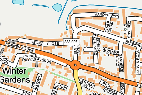 SS8 9PZ map - OS OpenMap – Local (Ordnance Survey)