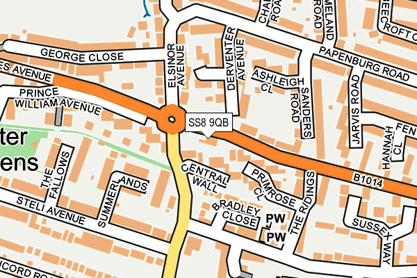 SS8 9QB map - OS OpenMap – Local (Ordnance Survey)