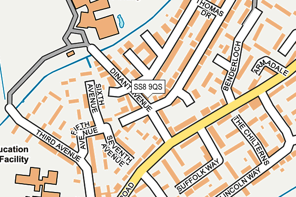 SS8 9QS map - OS OpenMap – Local (Ordnance Survey)