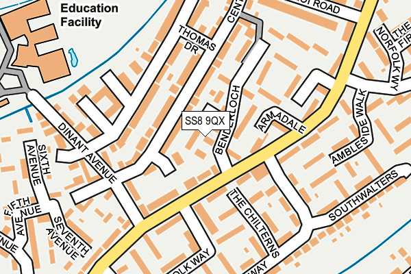 SS8 9QX map - OS OpenMap – Local (Ordnance Survey)