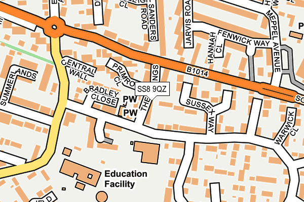 SS8 9QZ map - OS OpenMap – Local (Ordnance Survey)