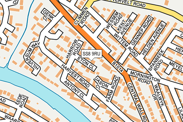 SS8 9RU map - OS OpenMap – Local (Ordnance Survey)