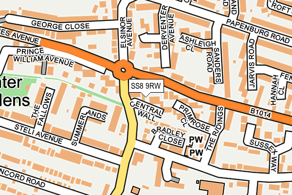 SS8 9RW map - OS OpenMap – Local (Ordnance Survey)