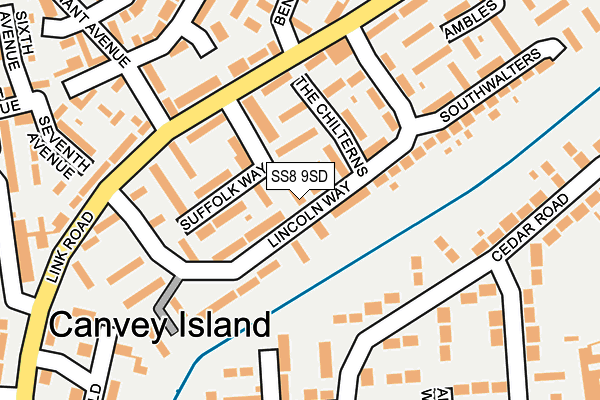 SS8 9SD map - OS OpenMap – Local (Ordnance Survey)