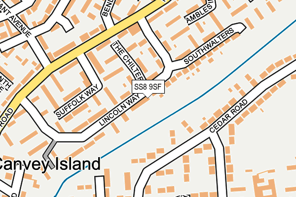 SS8 9SF map - OS OpenMap – Local (Ordnance Survey)