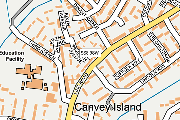 SS8 9SW map - OS OpenMap – Local (Ordnance Survey)