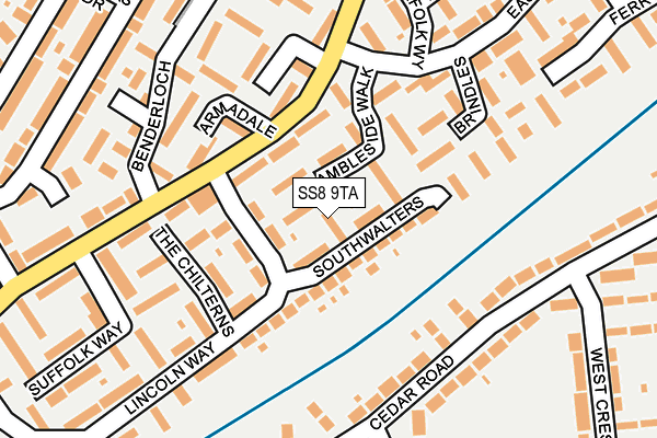 SS8 9TA map - OS OpenMap – Local (Ordnance Survey)