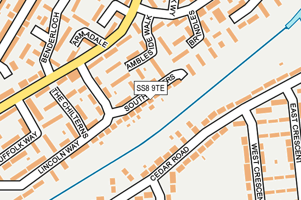 SS8 9TE map - OS OpenMap – Local (Ordnance Survey)