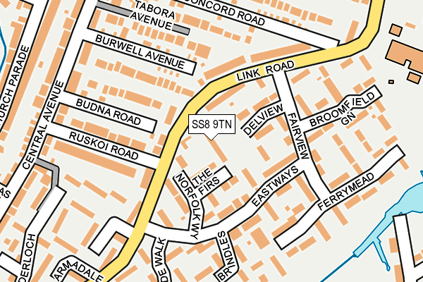 SS8 9TN map - OS OpenMap – Local (Ordnance Survey)