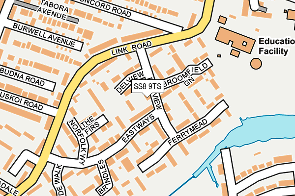 SS8 9TS map - OS OpenMap – Local (Ordnance Survey)