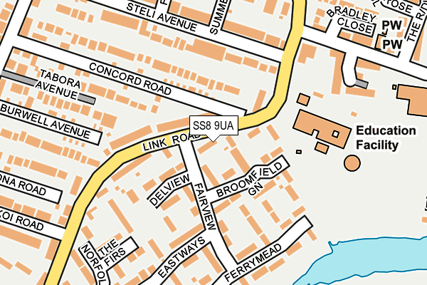 SS8 9UA map - OS OpenMap – Local (Ordnance Survey)