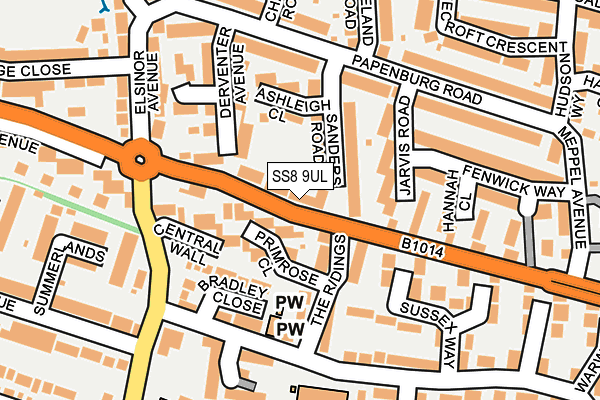 SS8 9UL map - OS OpenMap – Local (Ordnance Survey)