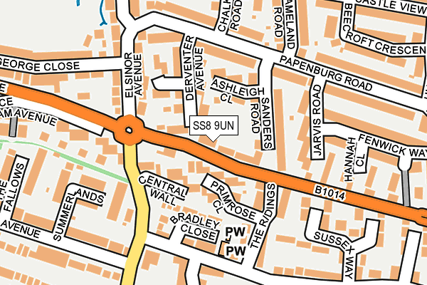 SS8 9UN map - OS OpenMap – Local (Ordnance Survey)