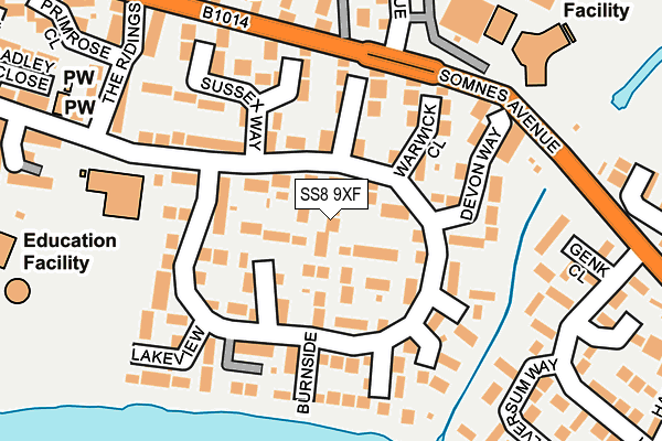 SS8 9XF map - OS OpenMap – Local (Ordnance Survey)
