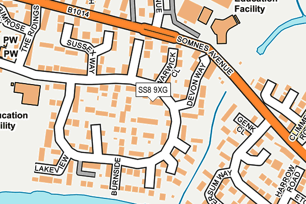 SS8 9XG map - OS OpenMap – Local (Ordnance Survey)