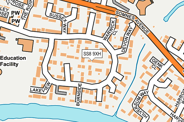 SS8 9XH map - OS OpenMap – Local (Ordnance Survey)