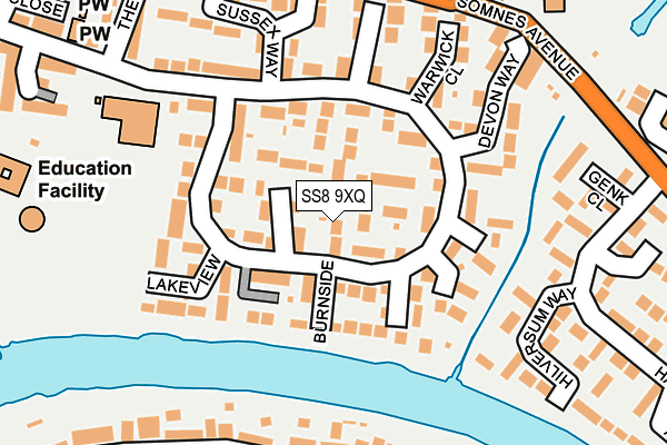 SS8 9XQ map - OS OpenMap – Local (Ordnance Survey)