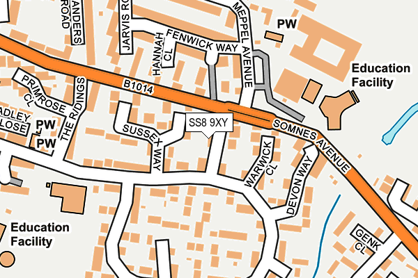 SS8 9XY map - OS OpenMap – Local (Ordnance Survey)