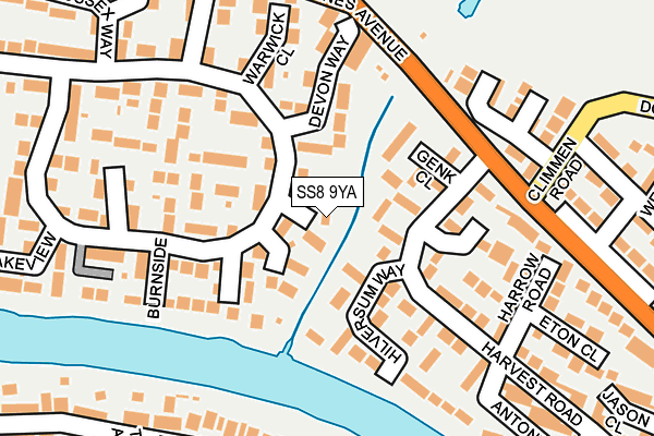 SS8 9YA map - OS OpenMap – Local (Ordnance Survey)