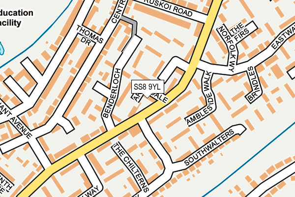 SS8 9YL map - OS OpenMap – Local (Ordnance Survey)