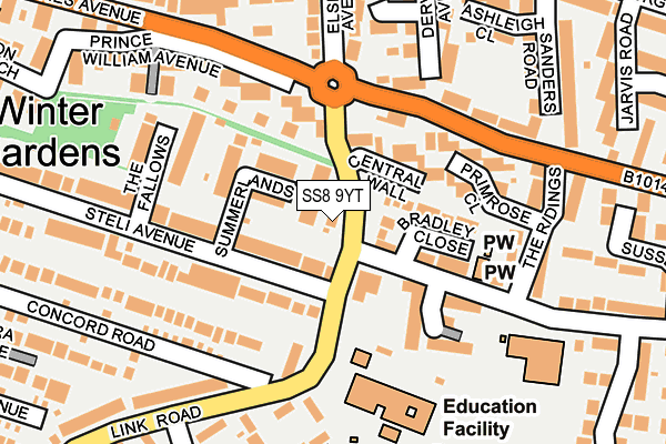 SS8 9YT map - OS OpenMap – Local (Ordnance Survey)