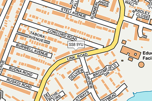 SS8 9YU map - OS OpenMap – Local (Ordnance Survey)