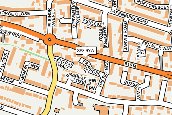 SS8 9YW map - OS OpenMap – Local (Ordnance Survey)