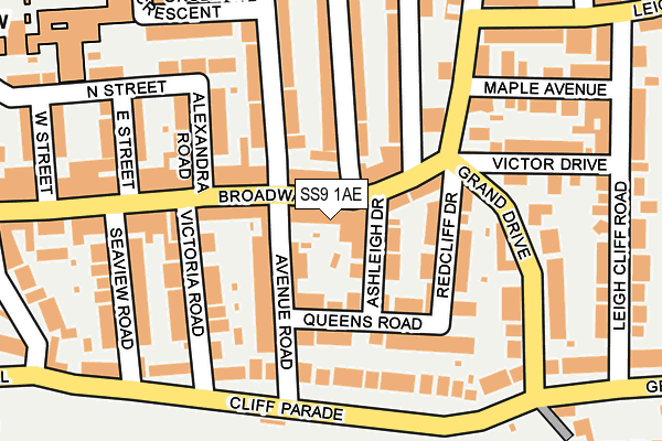 SS9 1AE map - OS OpenMap – Local (Ordnance Survey)