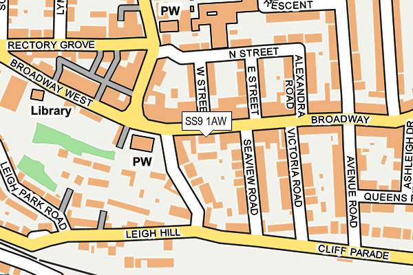 SS9 1AW map - OS OpenMap – Local (Ordnance Survey)