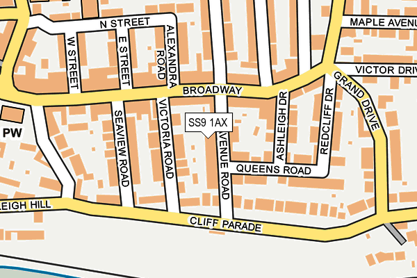 SS9 1AX map - OS OpenMap – Local (Ordnance Survey)