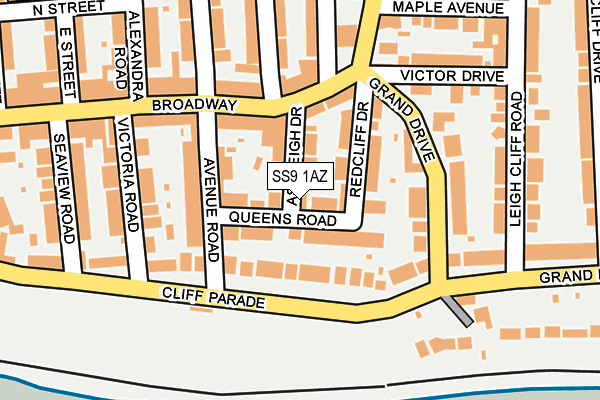 SS9 1AZ map - OS OpenMap – Local (Ordnance Survey)