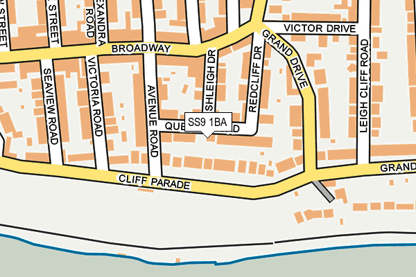 SS9 1BA map - OS OpenMap – Local (Ordnance Survey)