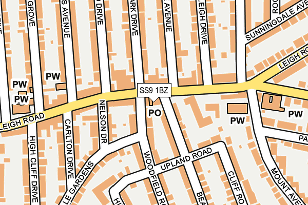SS9 1BZ map - OS OpenMap – Local (Ordnance Survey)