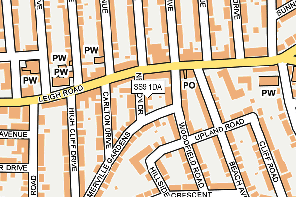 SS9 1DA map - OS OpenMap – Local (Ordnance Survey)
