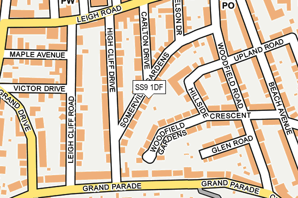 SS9 1DF map - OS OpenMap – Local (Ordnance Survey)